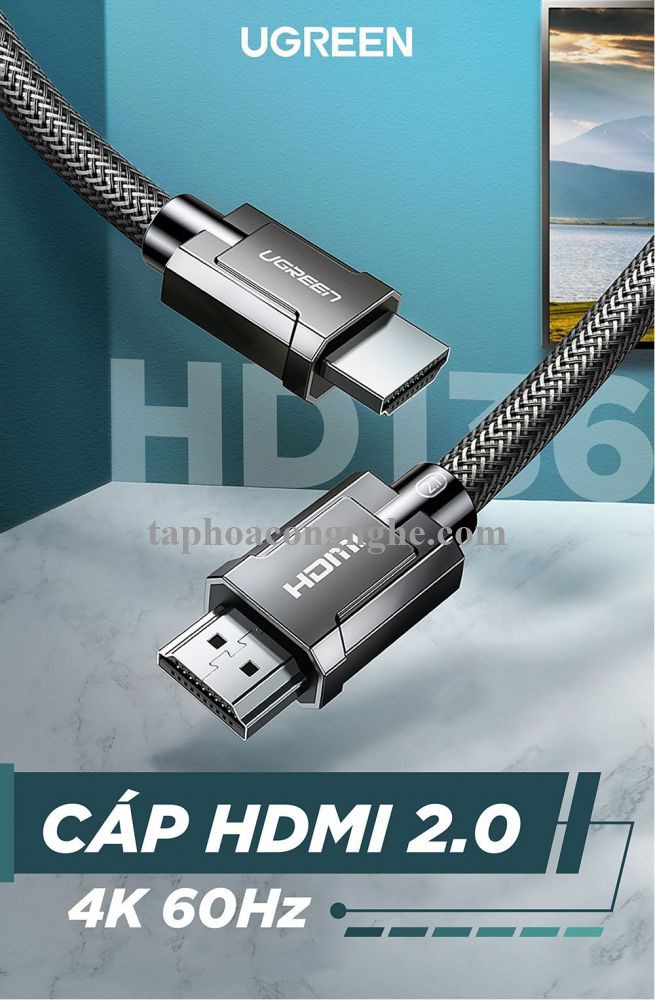 Ugreen 70325 3M 2.0 4K 60Hz 18Gbps màu đen Cáp HDMI chống nhiễu độ phân giải Cao HD136 30070325